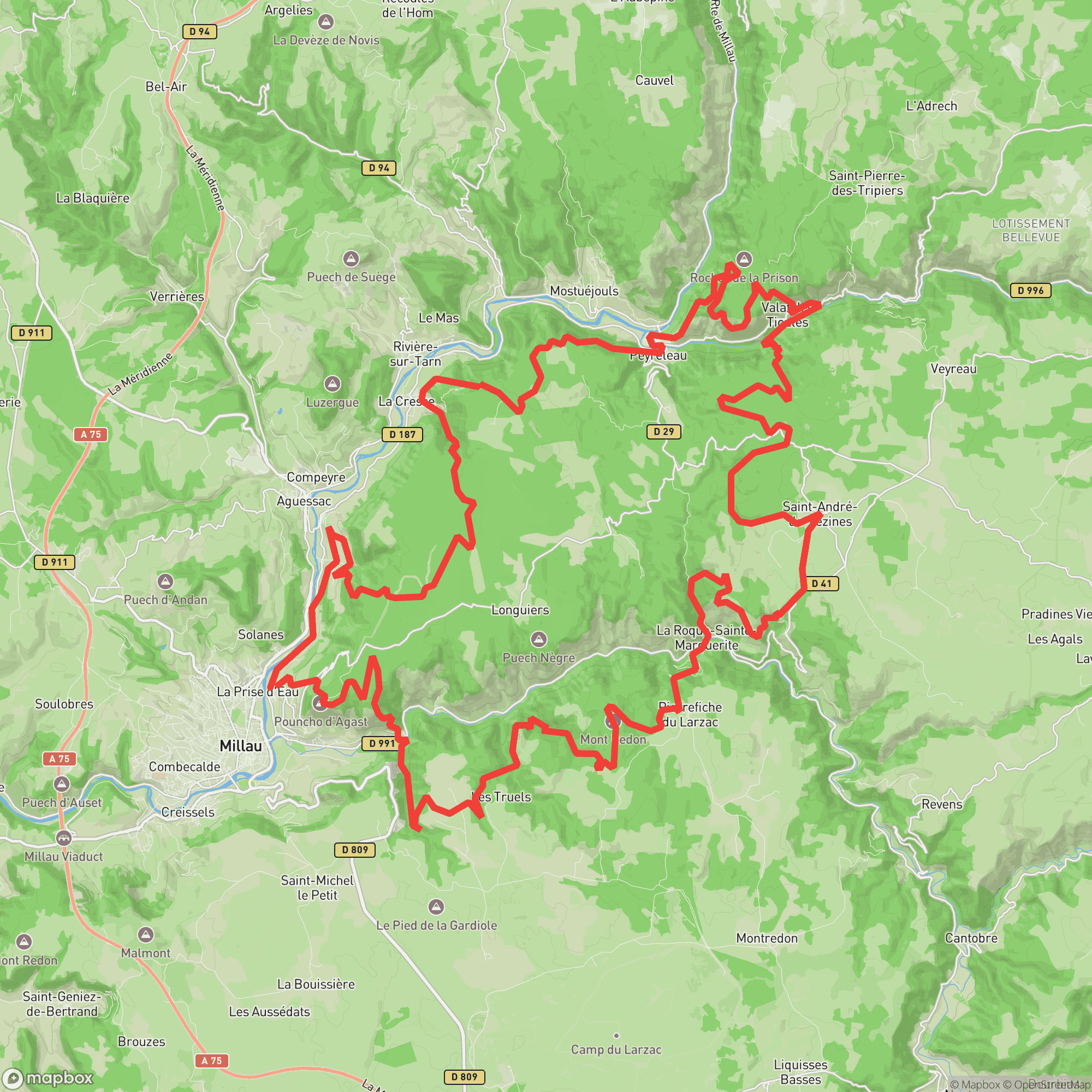 Course map for Festival des Templiers Endurance Trail