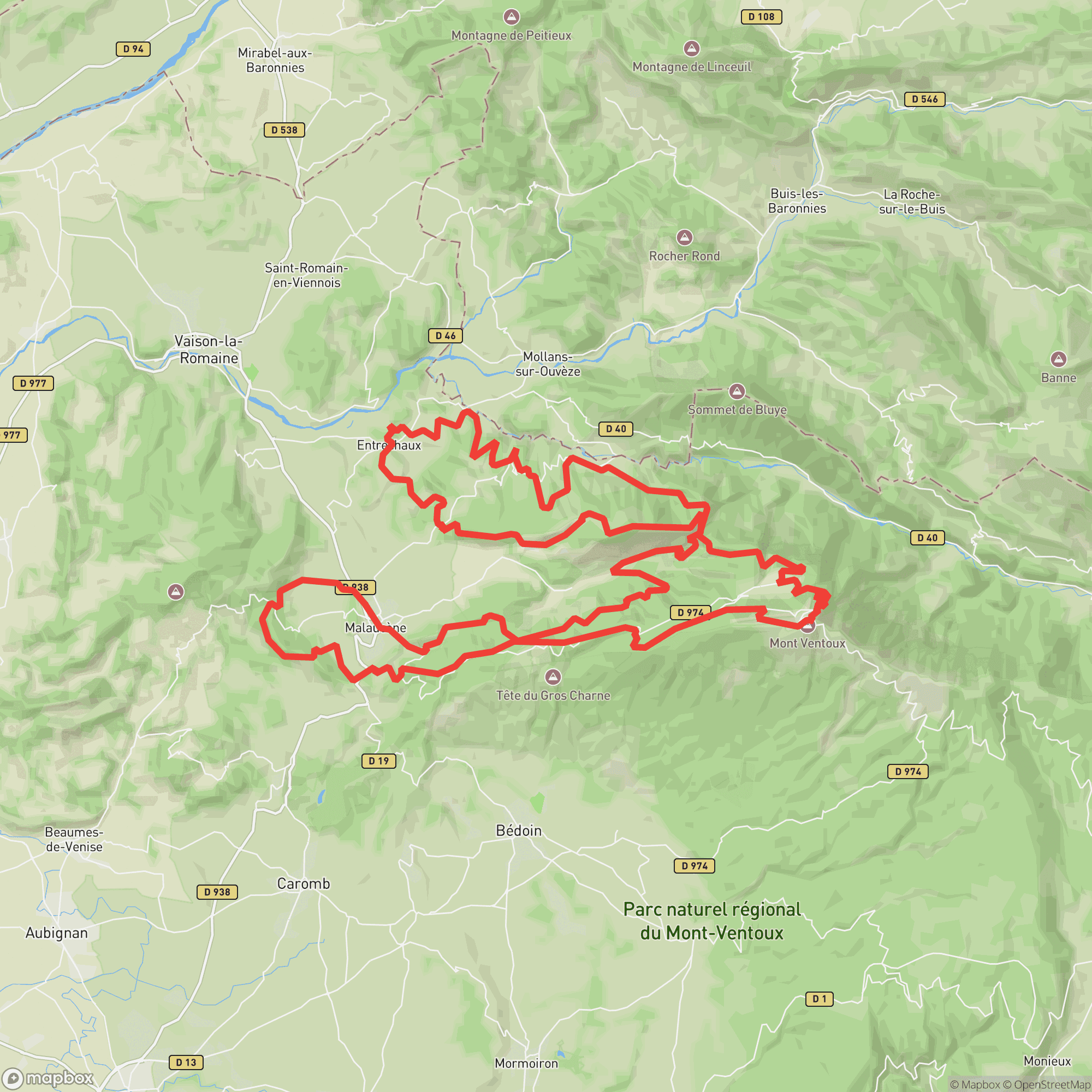 Course map for Grand Raid Ventoux Grande Epopée Ventoux - GEV