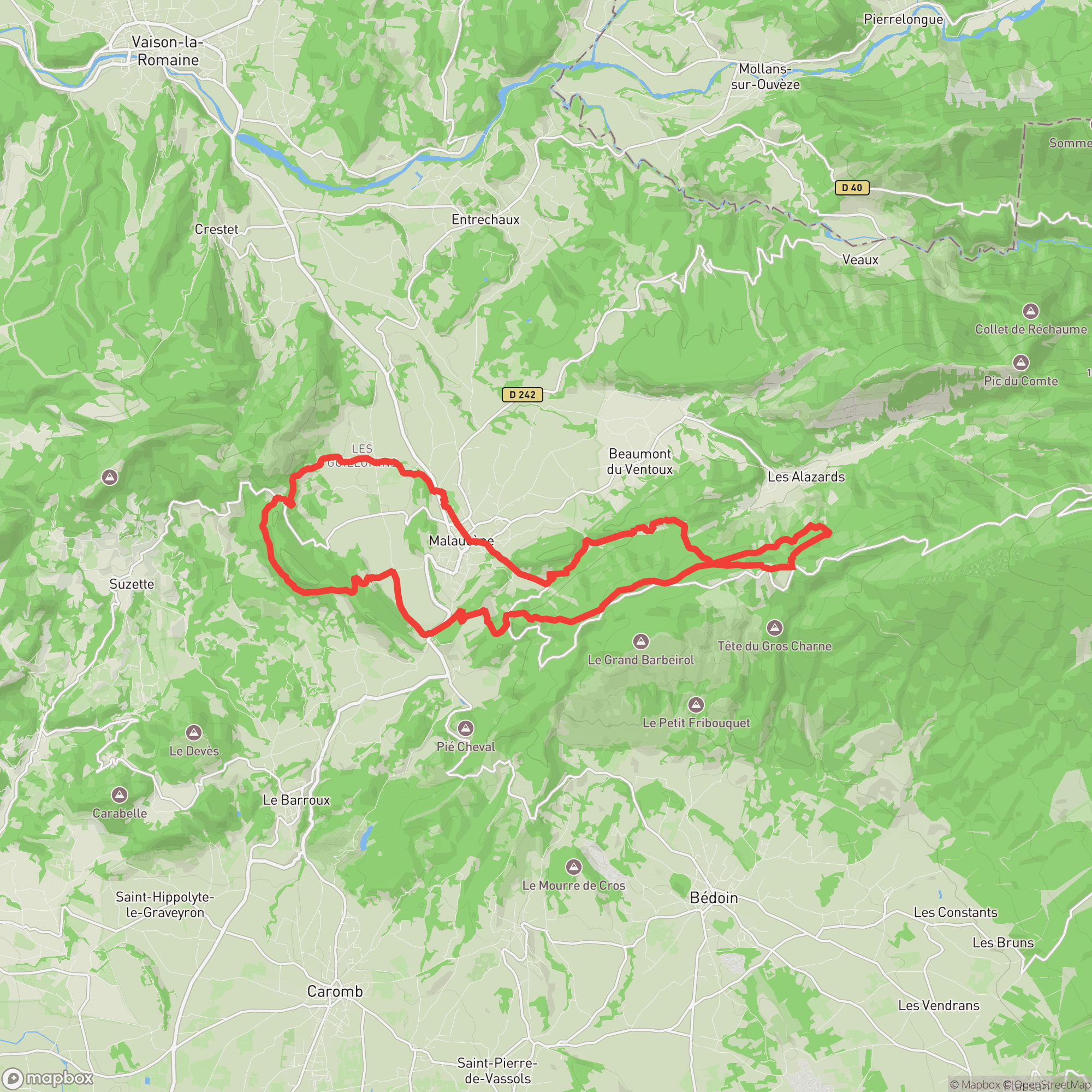 Course map for Grand Raid Ventoux Trail des Coteaux - TDC