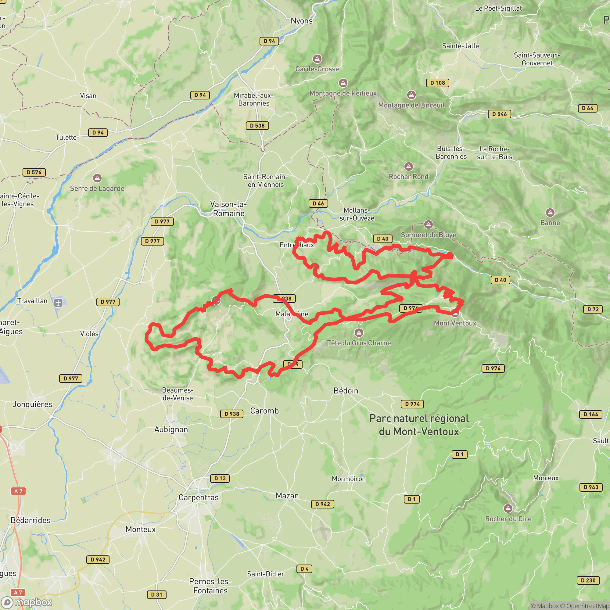 Course map for Grand Raid Ventoux Ultra Géant de Provence - UGP