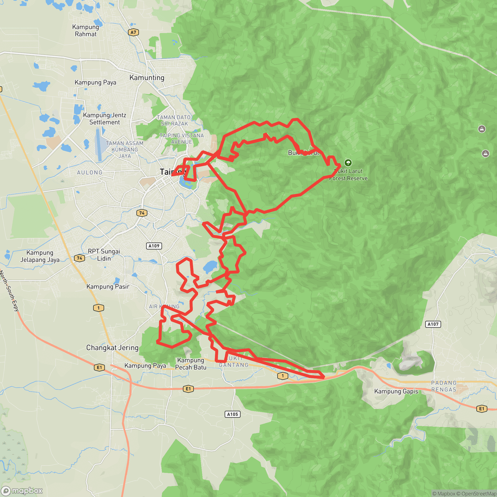 Course map for Malaysia Ultra-Trail MY100