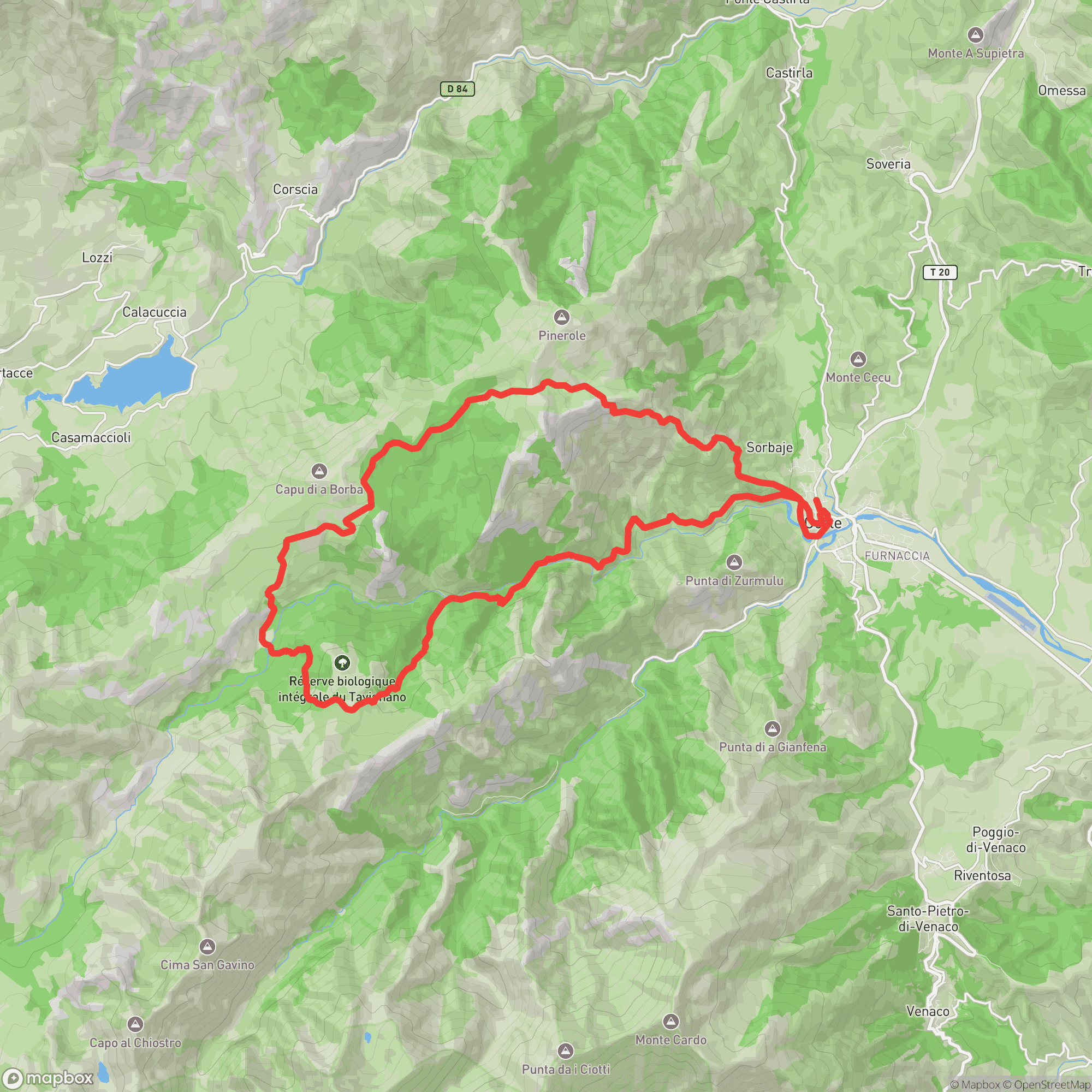 Course map for Tavignanu Trail